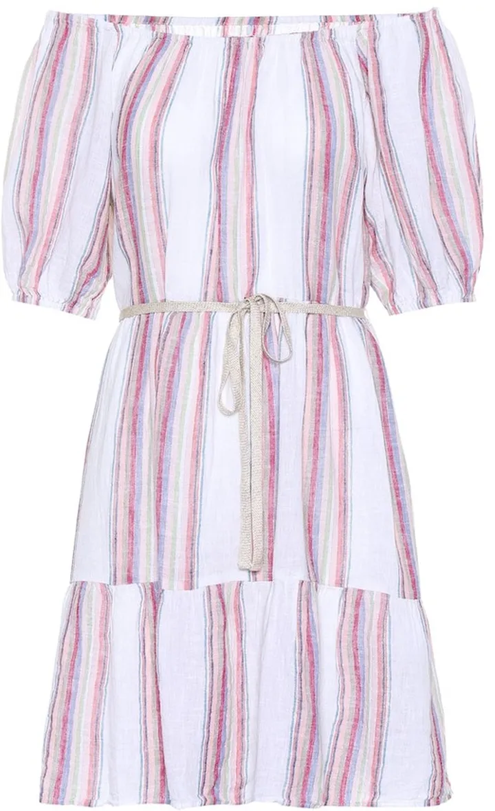 Cinthia striped linen-blend minidress