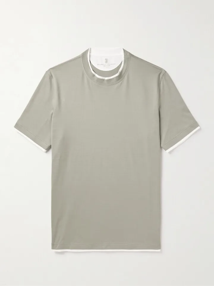 Contrast-Tipped Cotton-Jersey T-Shirt