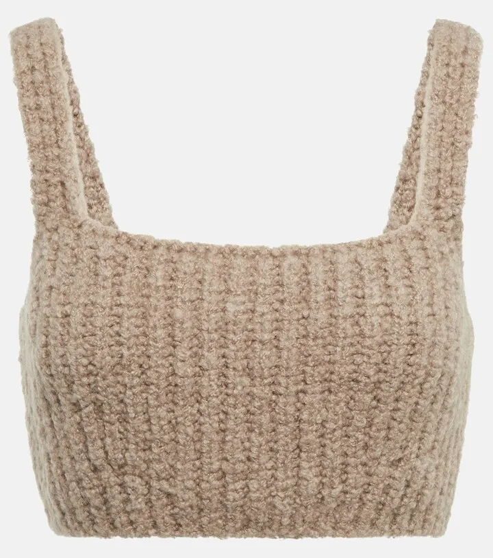 Ribbed-knit cashmere crop top