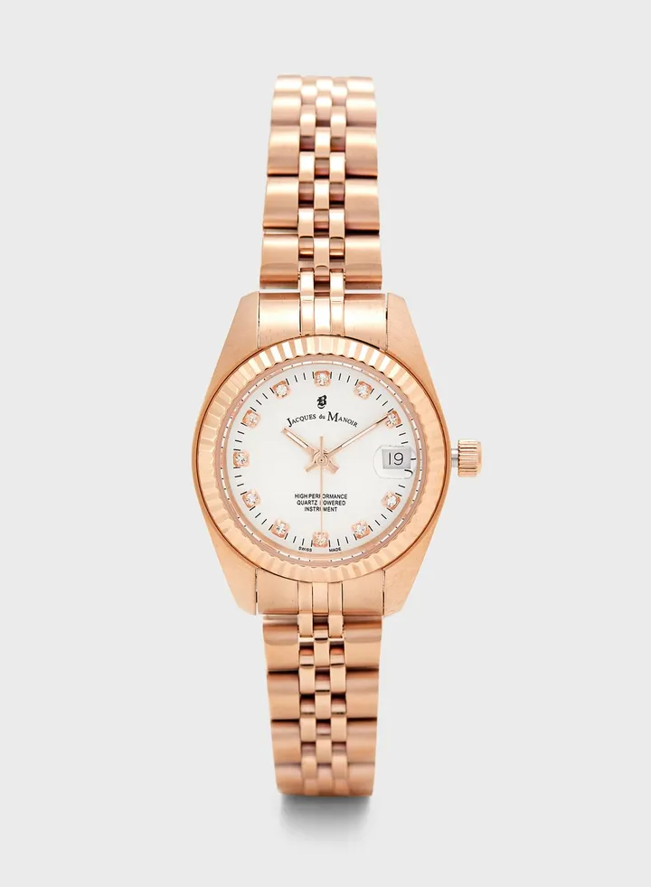 Classic Steel Strap Analog Watch