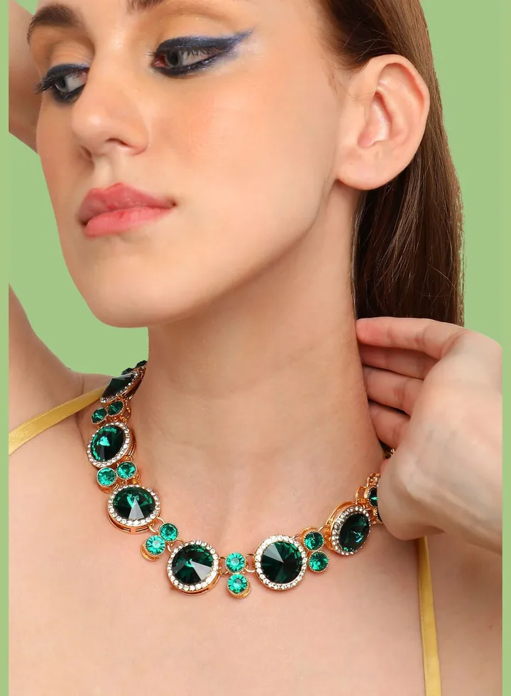 Silver Plated Party Designer Stone Statement Necklace For Women