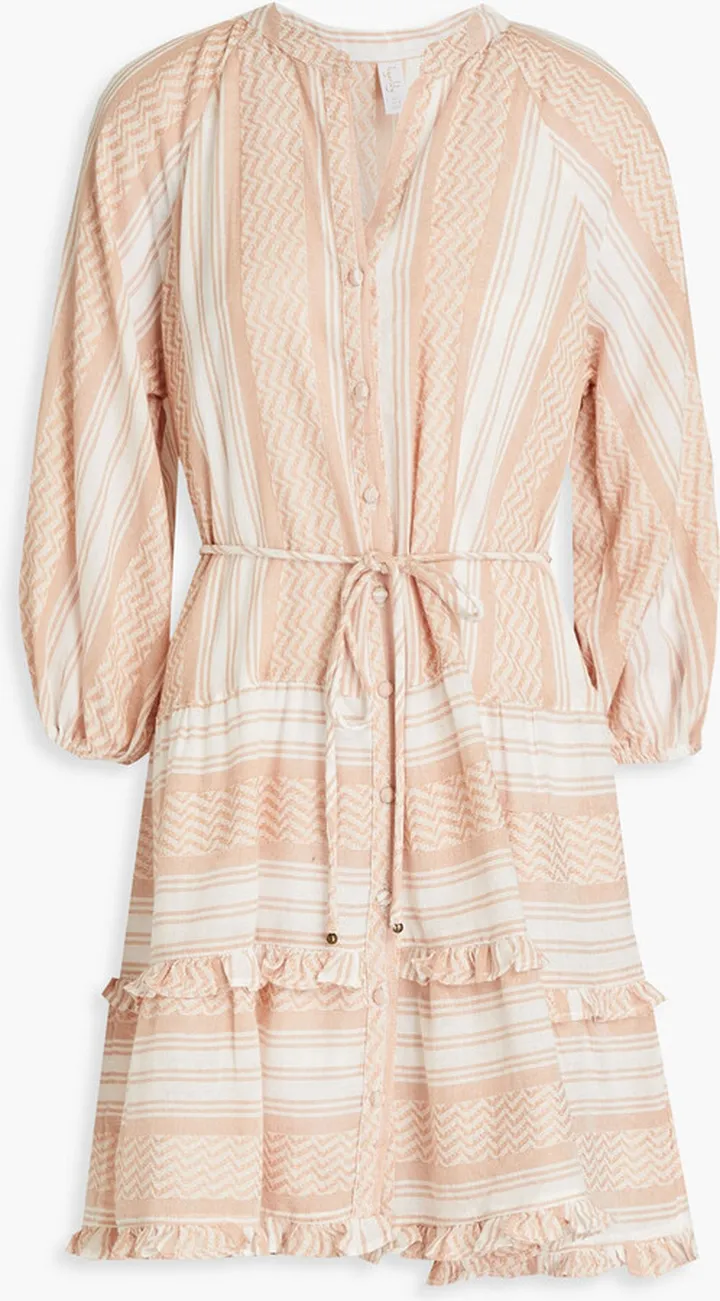 Okimi Charley ruffled cotton-jacquard mini dress