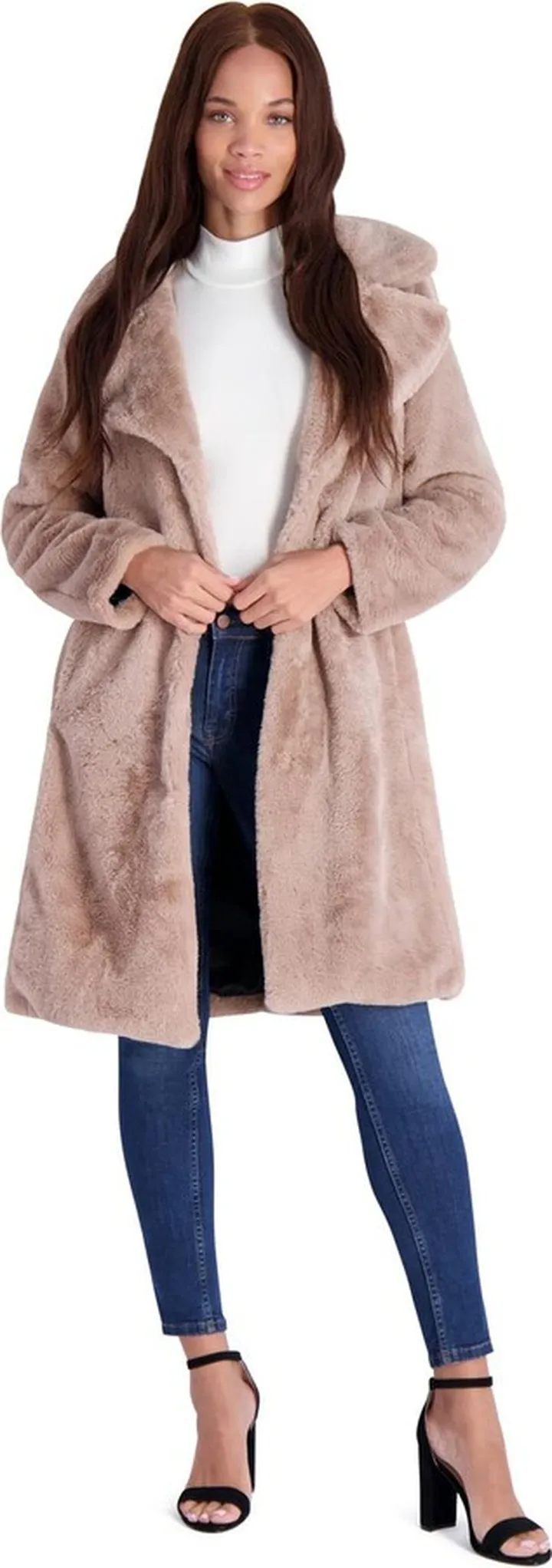 Womens Faux Fur Plush Faux Fur Coat