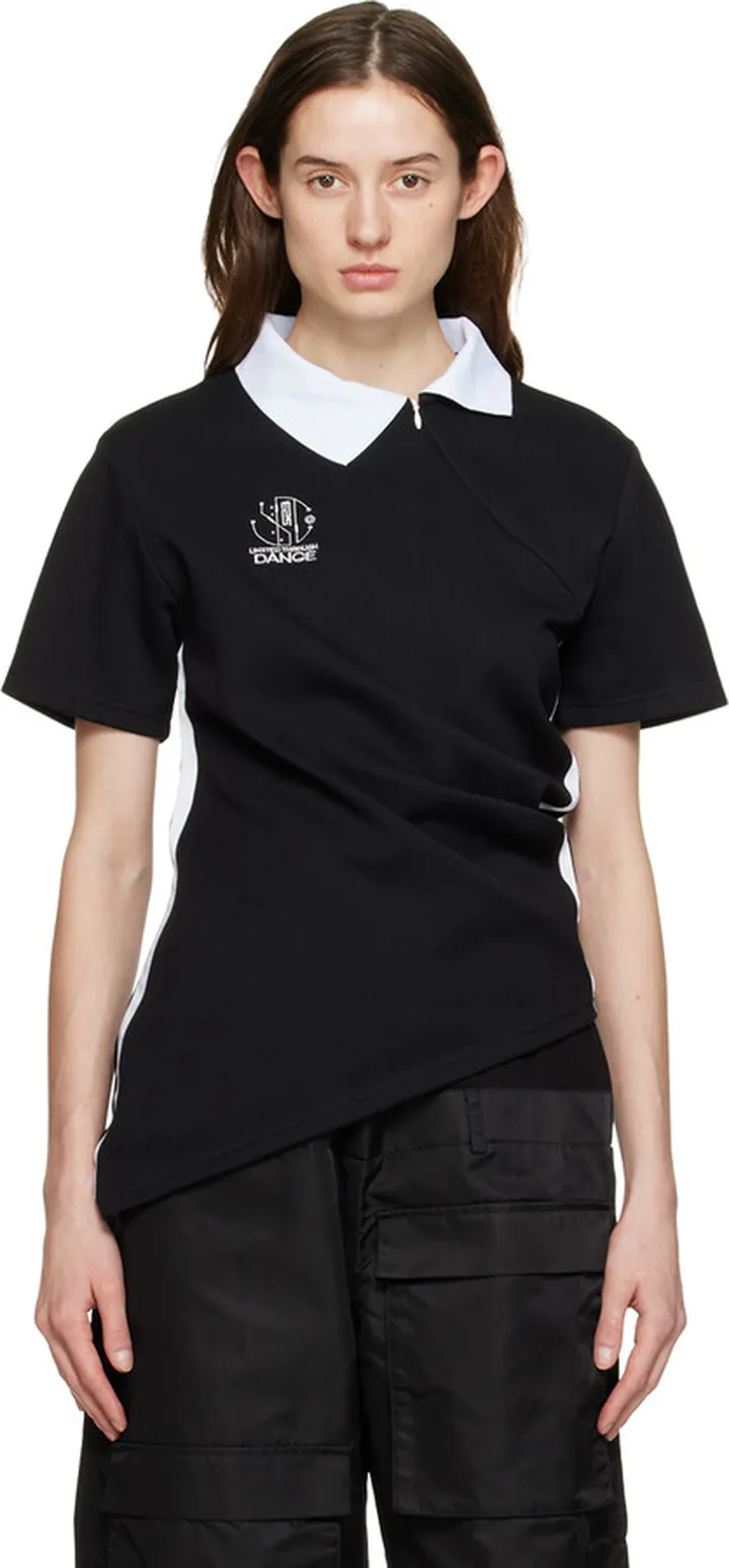 SPENCER BADU Black Twisted Golf Polo