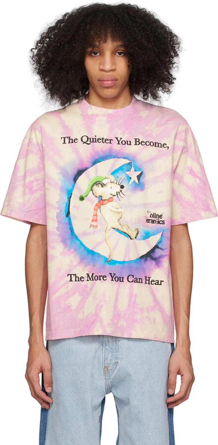 Online Ceramics Pink Mouse On The Moon T-Shirt