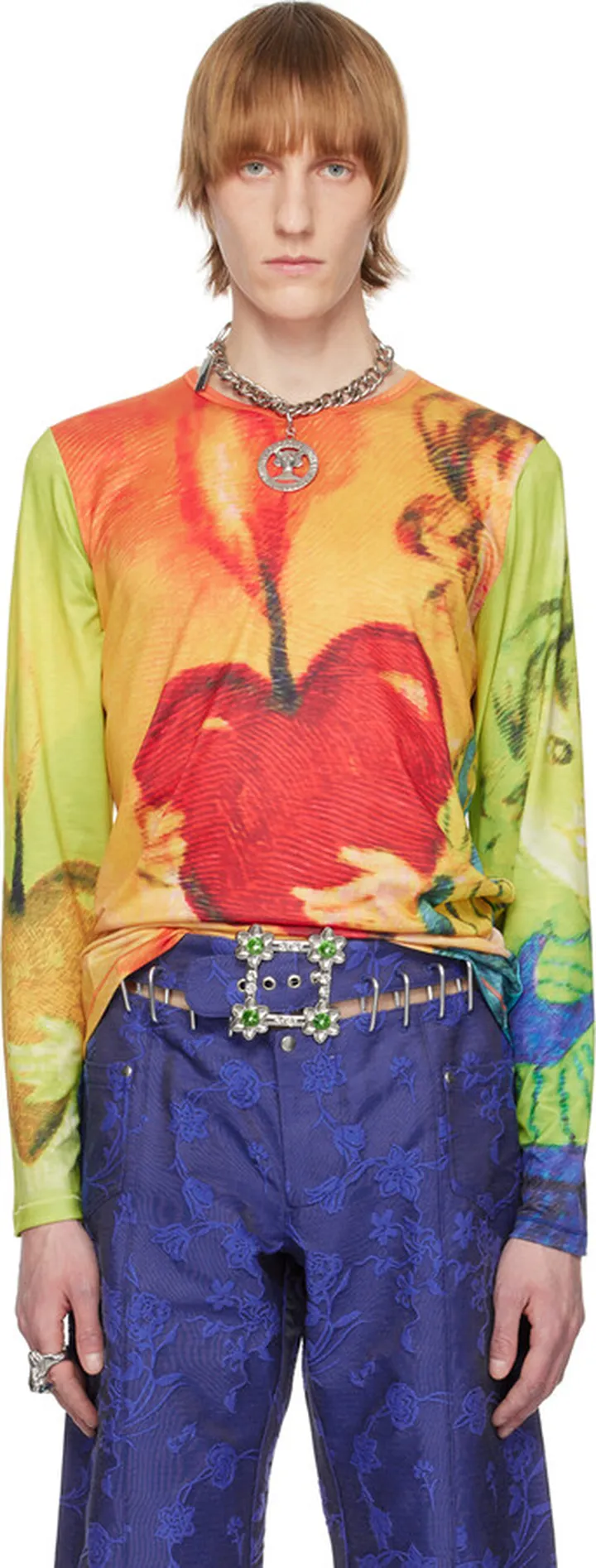 Chopova Lowena Multicolor Fire Heart Long Sleeve T-Shirt
