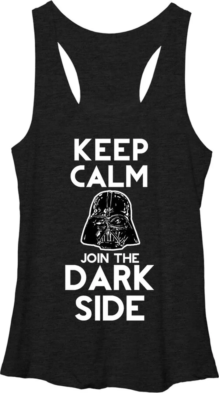 Women's Star Wars Keep Calm Racerback Tank Top - Black Heather - Medium