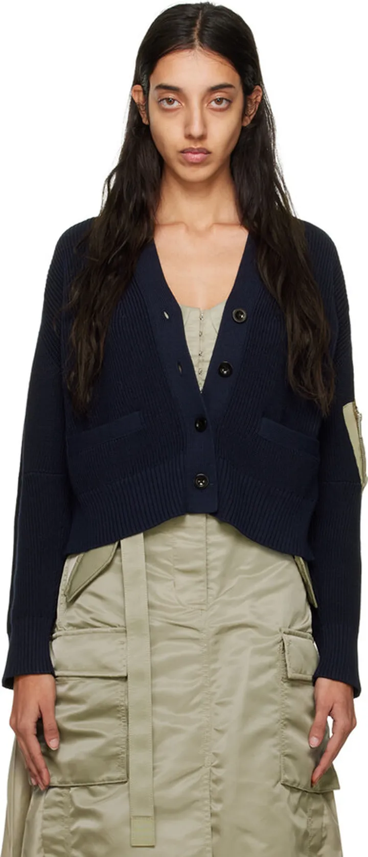 sacai Navy Bustier Cardigan
