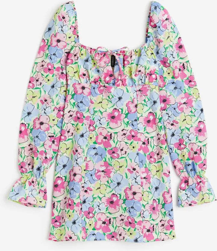 Puff-sleeved Crêped Dress