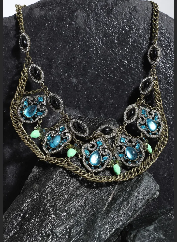 Gold Plated Designer Stone Party Necklace For Women