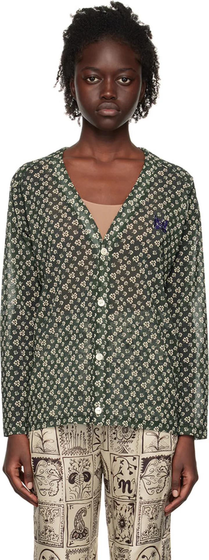 NEEDLES Green V-Neck Cardigan