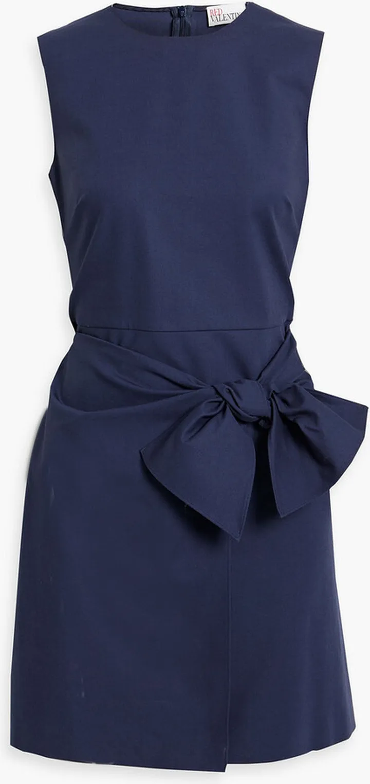 Bow-embellished stretch-cotton mini dress