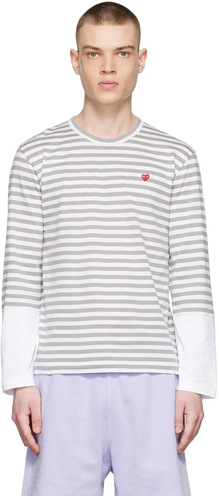 Comme des Garçons Play Grey Cotton Long Sleeve T-Shirt