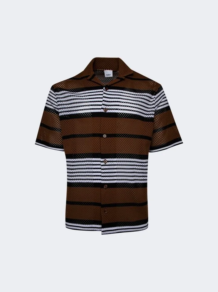 Knit V Neck Shirt Dark Birch Brown