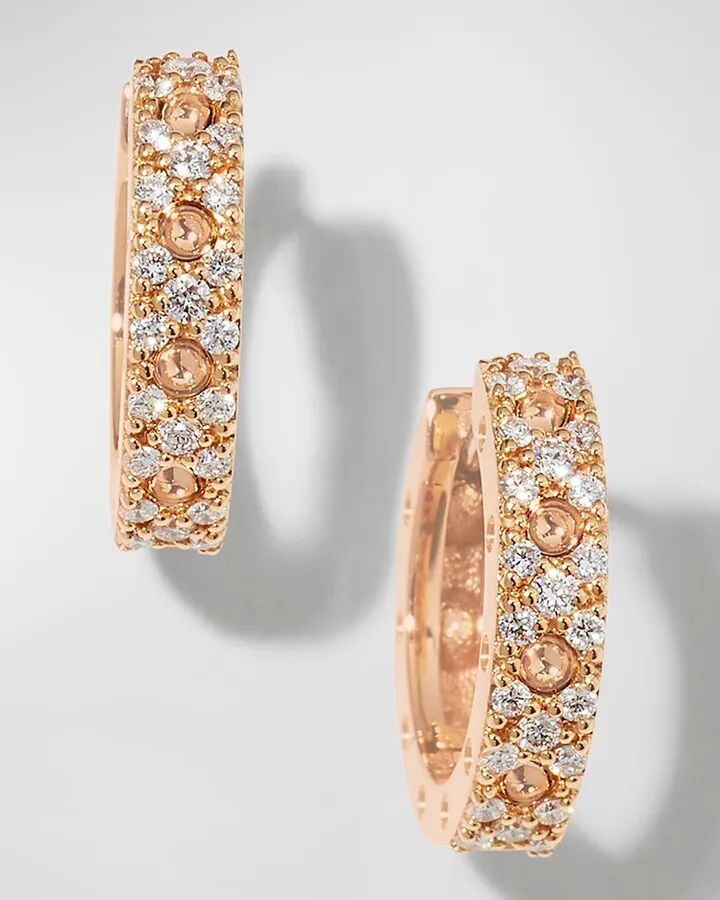 Pois Mois 18k Rose Gold Diamond Huggie Earrings
