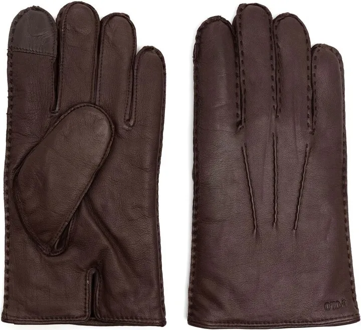Logo-Debossed Leather Gloves