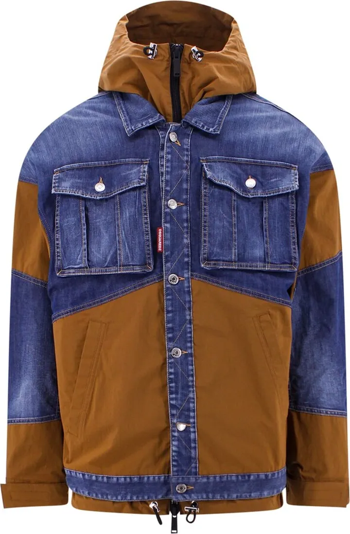 Denim and cotton oversize jacket