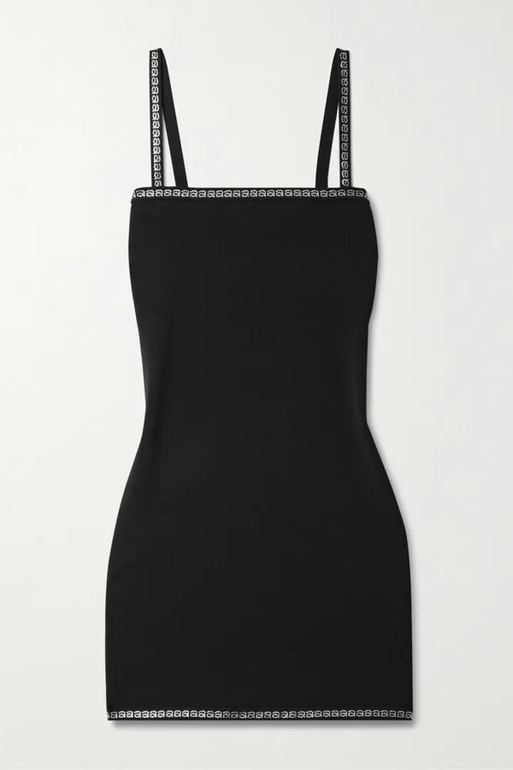 Alexander Wang - Crystal-embellished Stretch-knit Mini Dress - Black