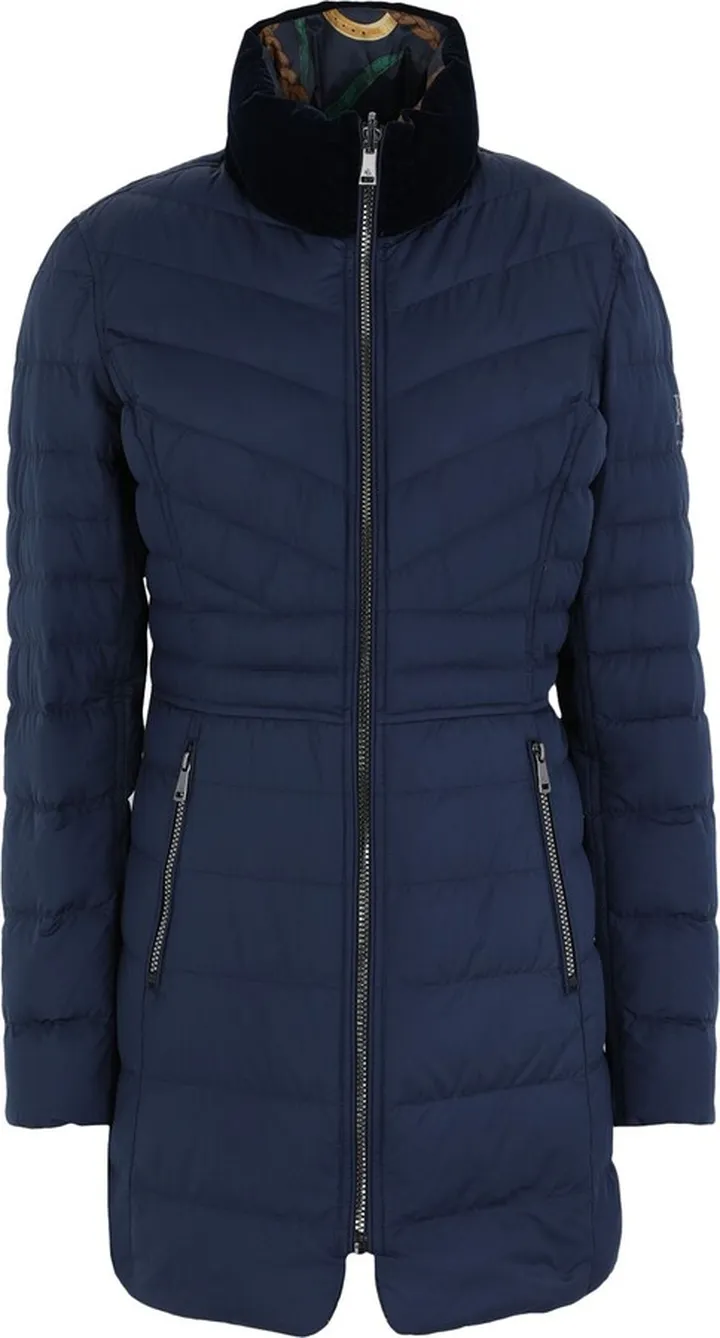 Velvet Mock-neck Down Coat Down Jacket Midnight Blue