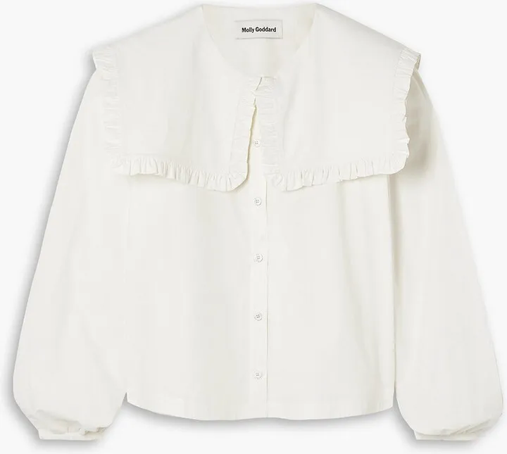 Melanie ruffled cotton-poplin shirt