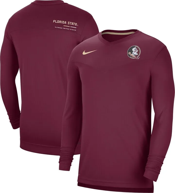Men's Nike Garnet Florida State Seminoles 2022 Coach Performance Long Sleeve V-Neck T-shirt
