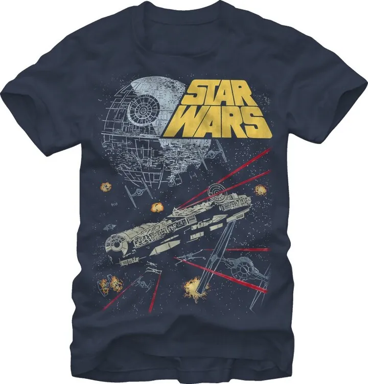 Men's Star Wars Millennium Falcon Battle T-Shirt - Navy Blue - X Large