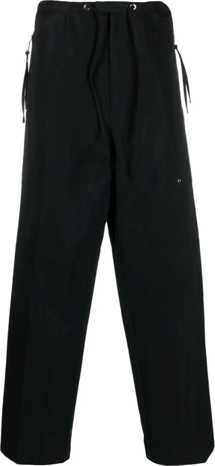 Logo-Patch Tie-Fastening Wide-Leg Trousers