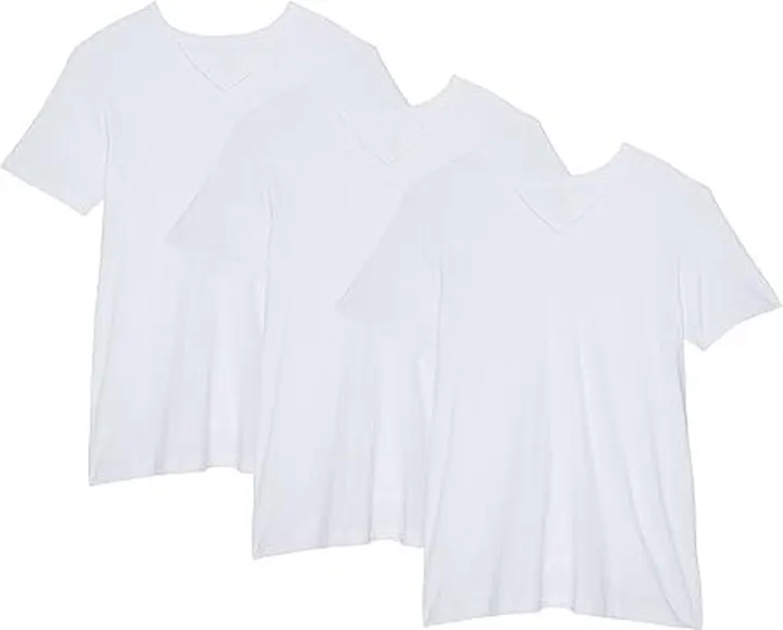 2(X)IST 3-Pack ESSENTIAL Jersey V-Neck T-Shirt (White New Logo) Men's T Shirt