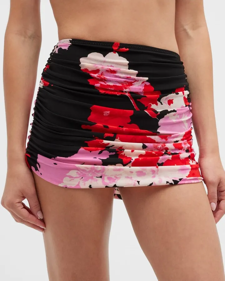 Floral Bouquet Bill Shirred Bikini Bottoms