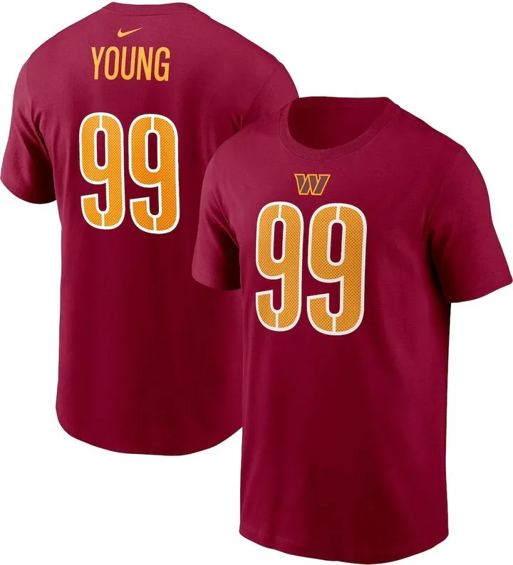 Men's Nike Chase Young Burgundy Washington Commanders Player Name and Number T-shirt