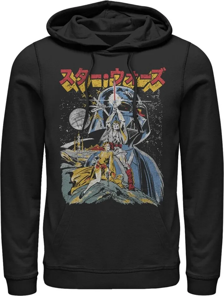 Men's Star Wars Retro Darth Vader Kanji Poster Pull Over Hoodie - Black - 3X Large