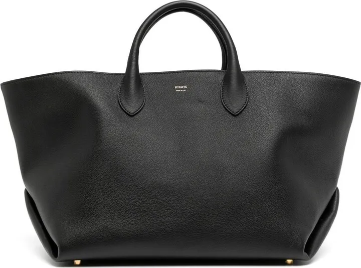Engraved-Logo Leather Tote
