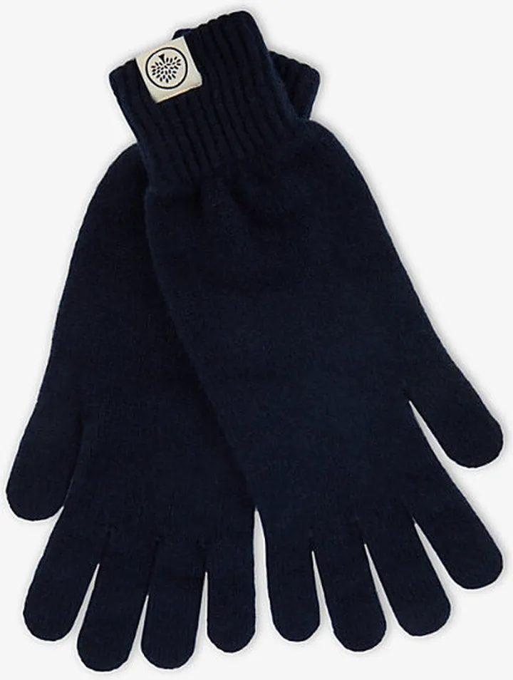 Womens Black Logo-embellished Wool and Cashmere Gloves