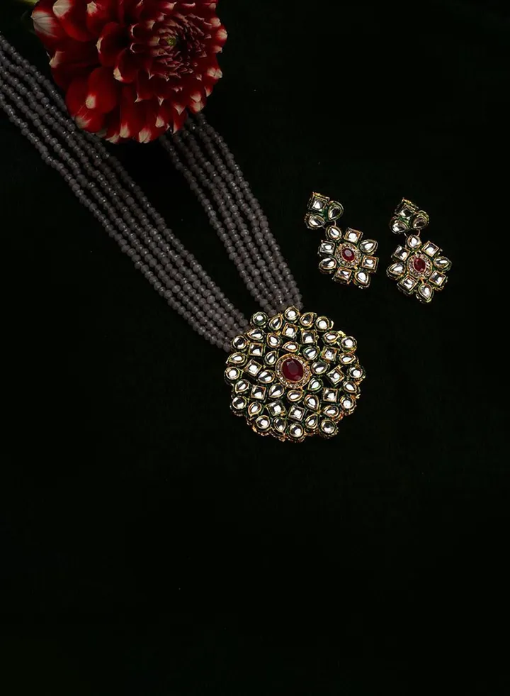Gold Plated Designer Stone Necklace Set