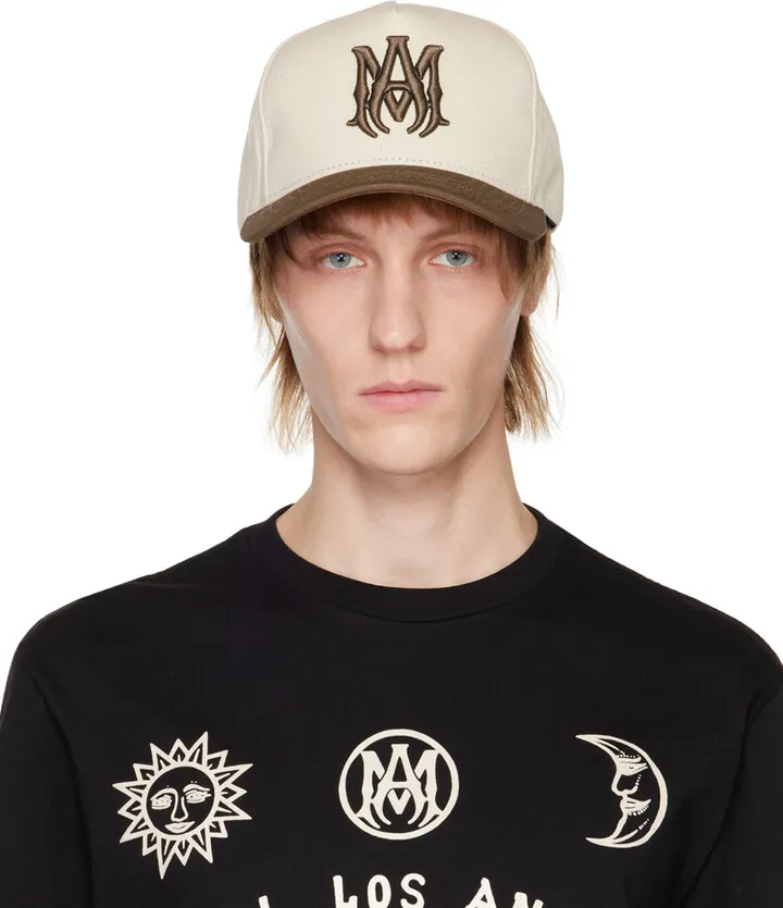AMIRI Beige Embroidered Trucker Cap