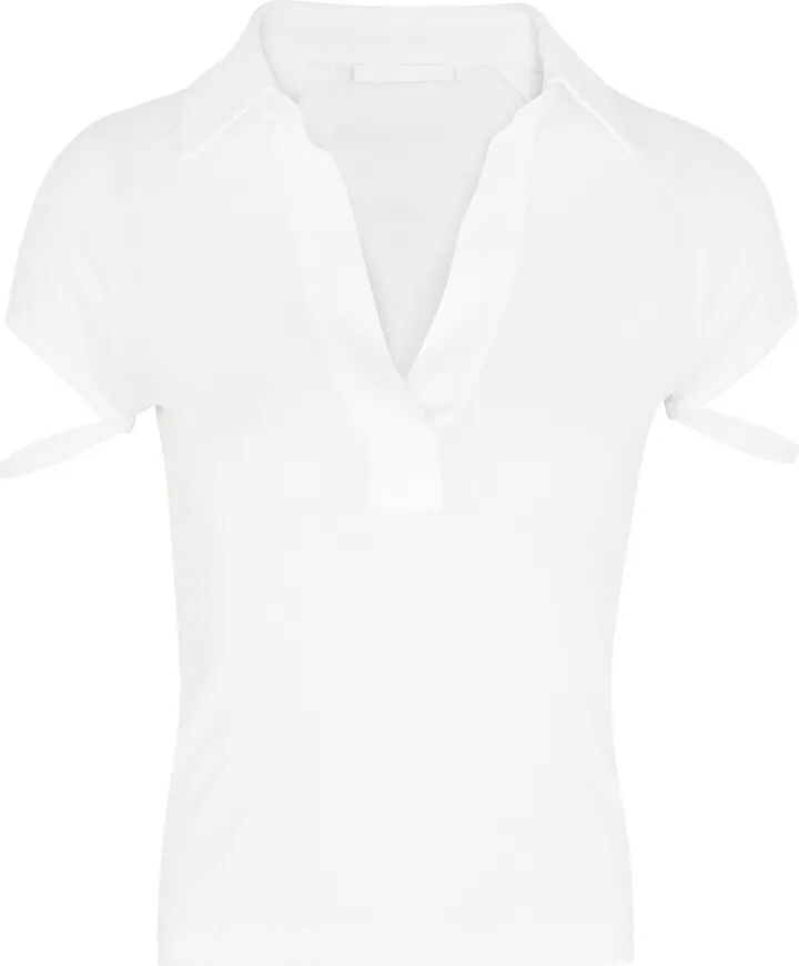 Helmut Lang Ribbed Cotton Polo Top