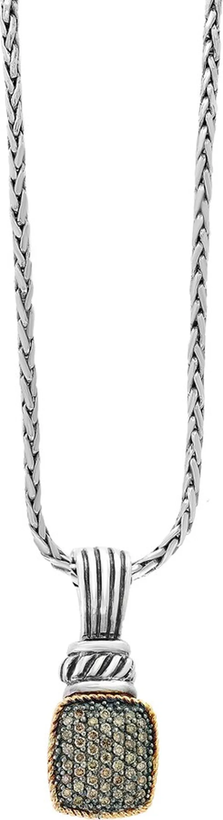 Sterling Silver & 18K Yellow Gold Diamond Pendant Necklace - 0.34ct.