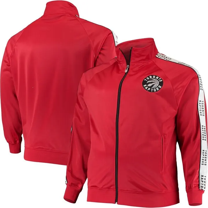 Men's Majestic Red Toronto Raptors Big and Tall Sleeve Taping Full-Zip Track Jacket