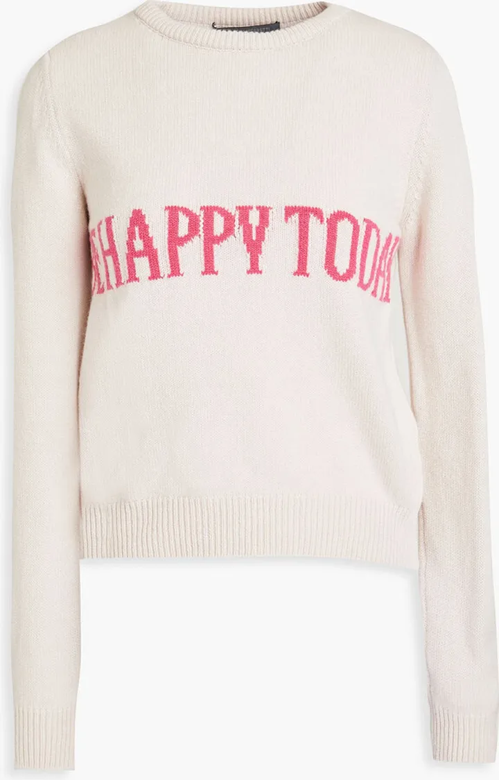 Intarsia-knit cashmere and wool-blend sweater