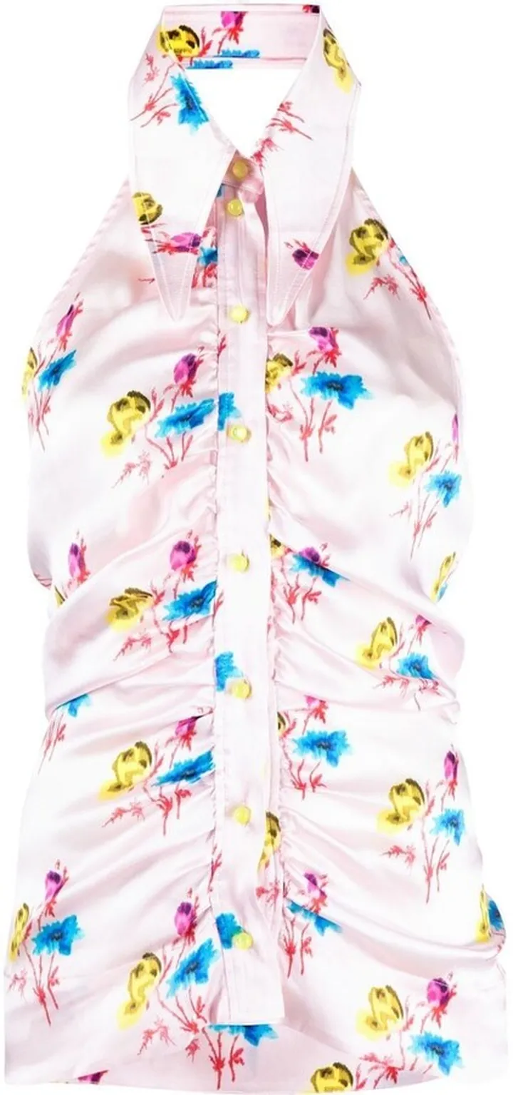 Floral Ruched Halterneck Top