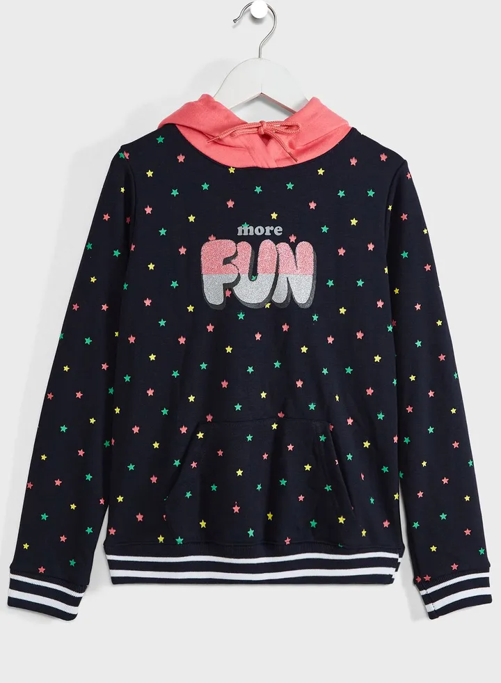 Girls Printed Hoodie