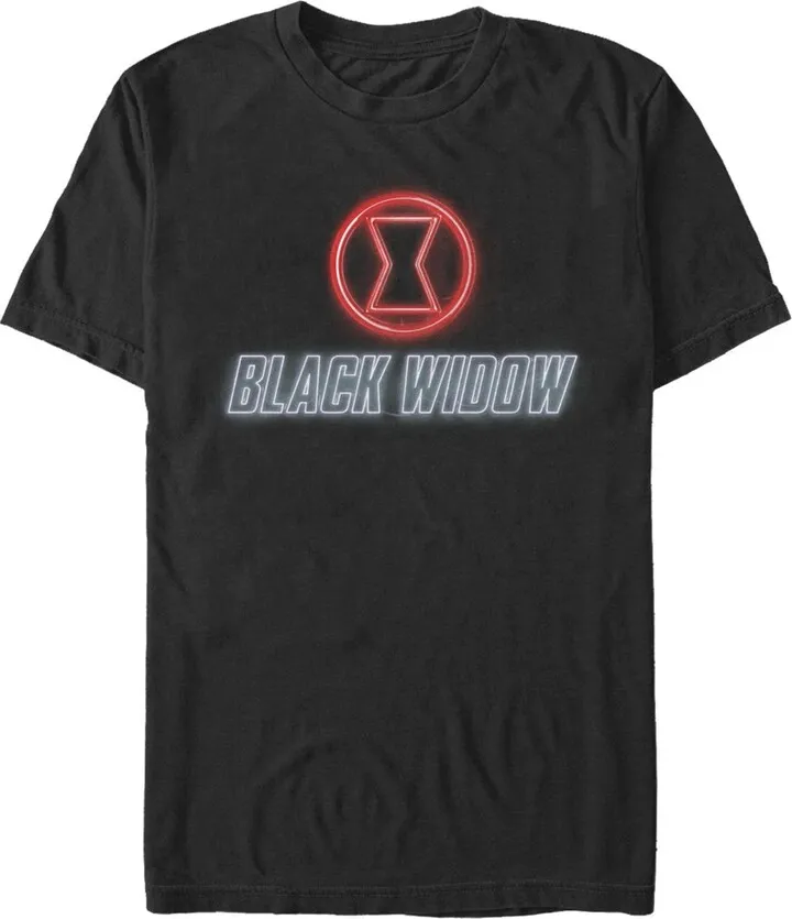Men's Marvel Black Widow Neon Hourglass T-Shirt - Black - Medium