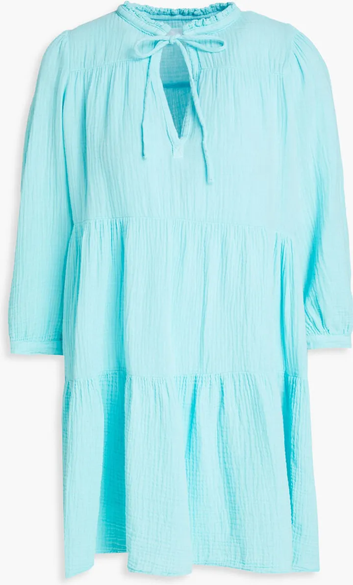 Giselle tiered crinkled cotton-gauze mini dress
