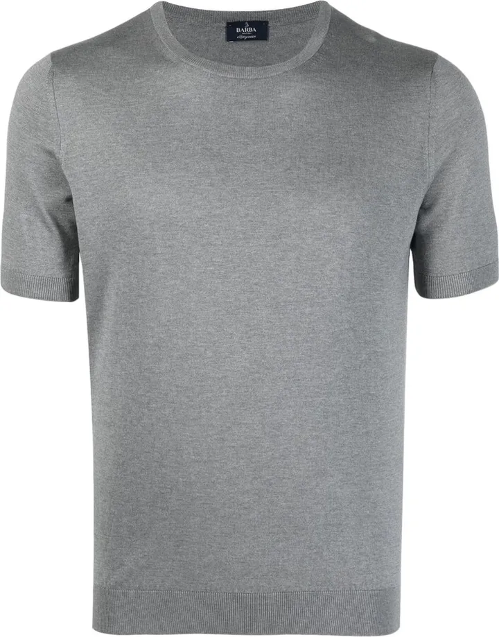 short-sleeve fine-knit silk T-shirt