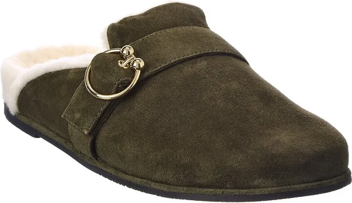 Stuart Weitzman Cozy Luxering Suede & Shearling Clog