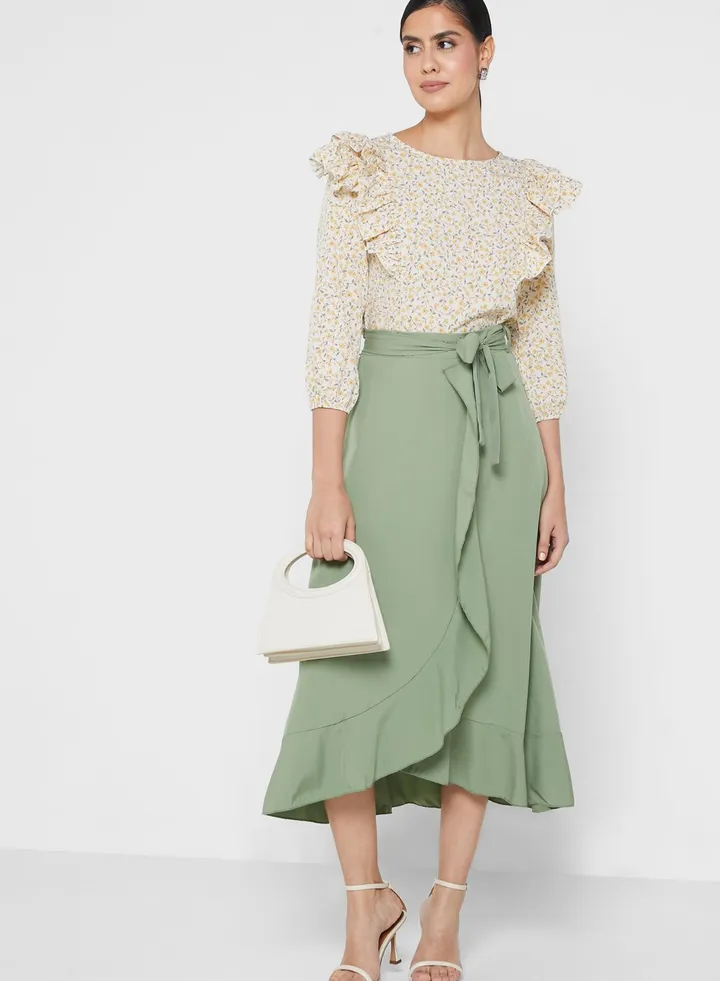 Solid Wrap Around Skirt