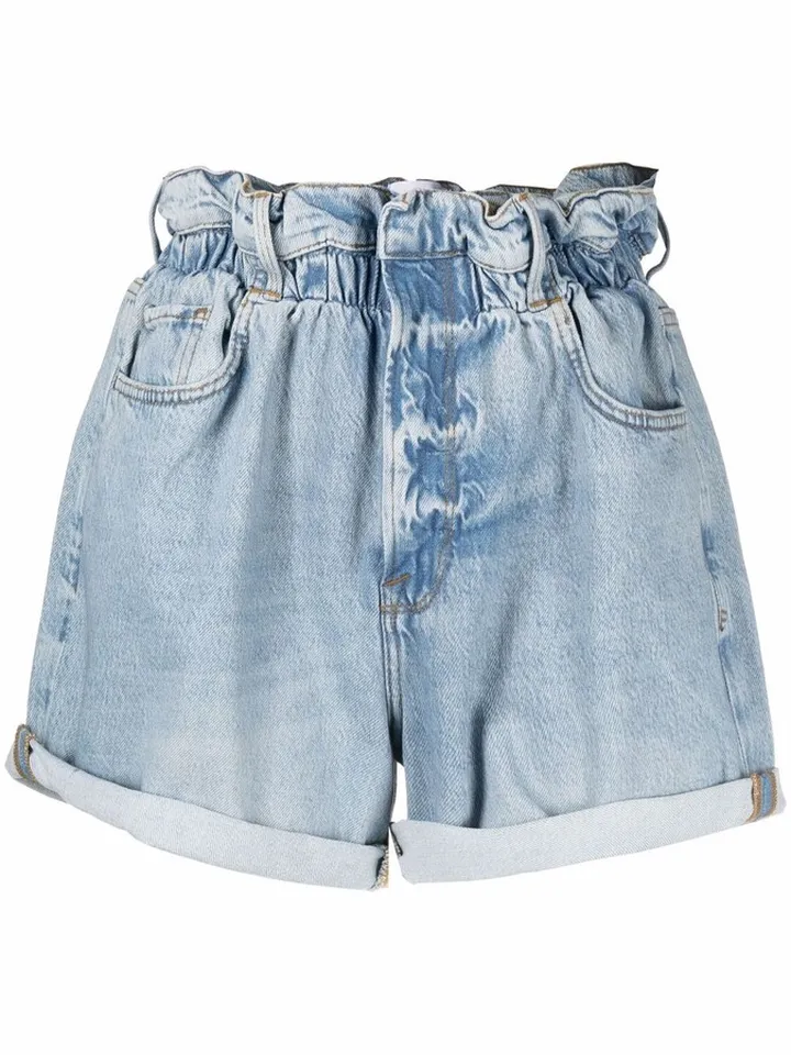 Elasticated-Waist Denim Shorts