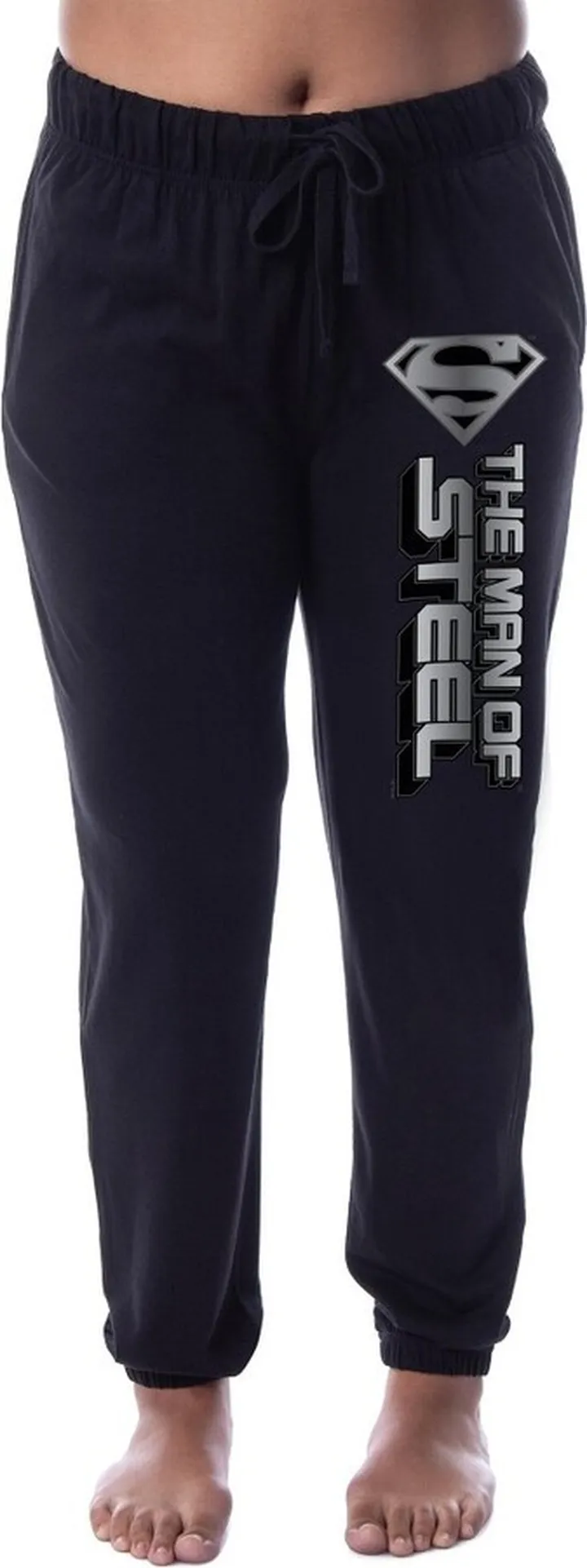 DC Comics Womens' Superman 'S' The Man Of Steel Jogger Sleep Pajama Pants (S) Black