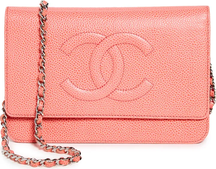 What Goes Around Comes Around Chanel Orange Caviar Timeless CC Wallet On Chain