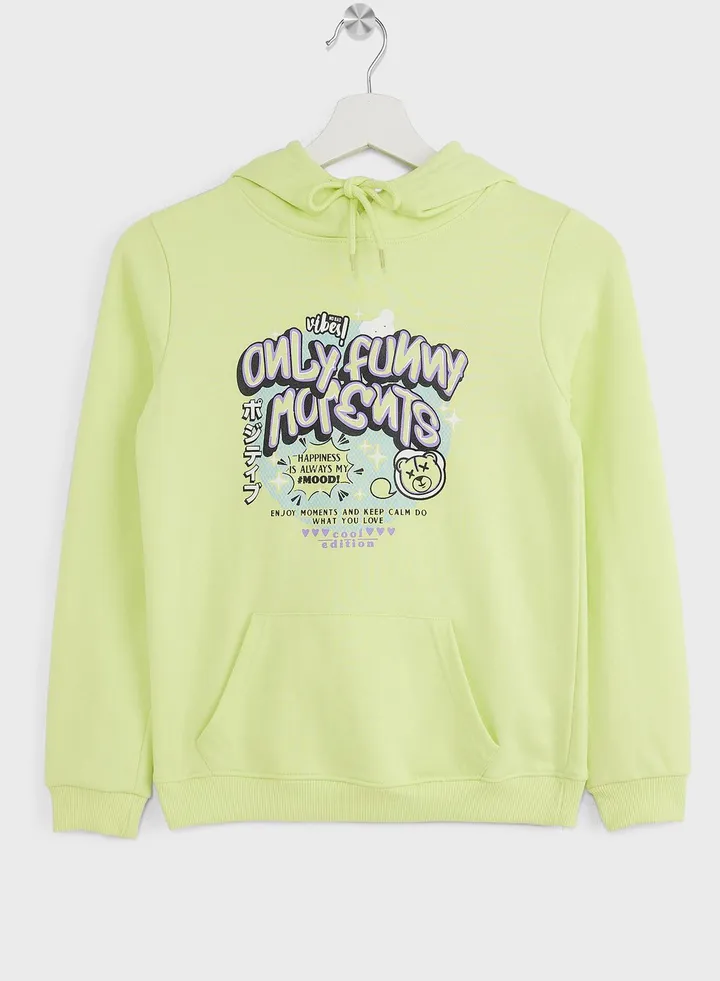 Girls Graphic Printed Hoodie With Pocket
